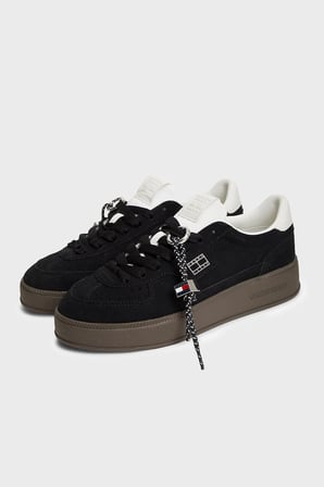 Tommy Jeans Logolu Süet Deri Sneaker Ayakkabı Kadın AYAKKABI EN0EN03122 BDS SİYAH