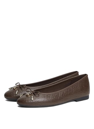 Tommy Hilfiger Kahverengi Kadın Babet TH CHARM MONOGRAM BALLERINA