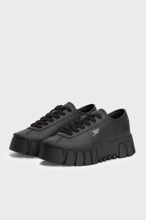 Tommy Jeans Hakiki Deri Sneaker Ayakkabı Kadın AYAKKABI EN0EN03165 BDS SİYAH