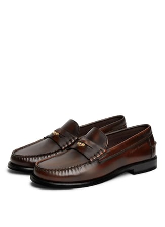 Tommy Hilfiger Kahverengi Erkek Klasik Ayakkabı HILFIGER BRUSHED LEATHER LOAFER