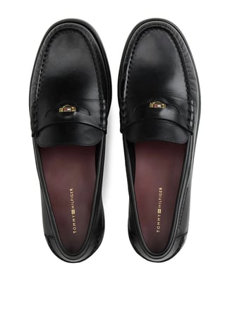 Tommy Hilfiger Siyah Erkek Klasik Ayakkabı HILFIGER BRUSHED LEATHER LOAFER