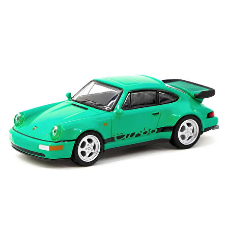 1:64 Diecast X Schuco Porsche 911 Turbo Green Tarmac Model Araba