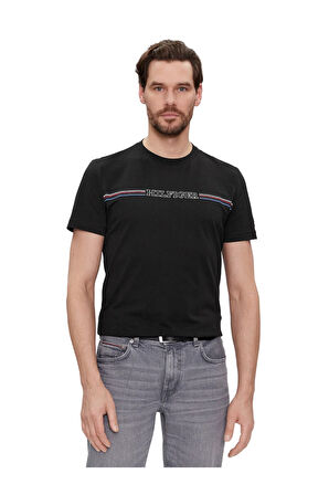 Erkek Pamuklu Kısa Kollu Yuvarlak Yaka Siyah T-Shirt MW0MW34428-BDS