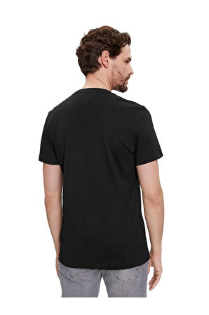 Erkek Pamuklu Kısa Kollu Yuvarlak Yaka Siyah T-Shirt MW0MW34428-BDS