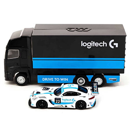 1:64 Diecast X Logitech Mercedes AMG GT3 Logitech G Race with Plastic Truck Packaging Tarmac Model Araba