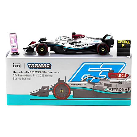 1:64 Diecast Mercedes-AMG F1 W13 E Performance Sao Paulo Grand Prix 2022 Winner Tarmac Model Araba