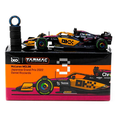 1:64 Diecast McLaren MCL36 Japanese Grand Prix 2022 Daniel Ricciardo 3 Tarmac Model Araba