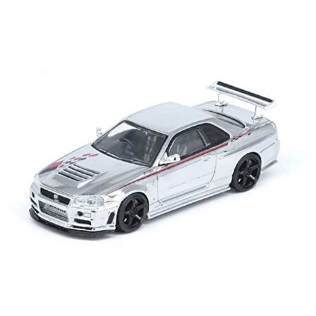 1:64 Diecast Nissan Skyline GT-R R34 Nismo R-Tune Chrome 3 Inno Model Araba