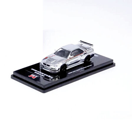 1:64 Diecast Nissan Skyline GT-R R34 Nismo R-Tune Chrome 3 Inno Model Araba