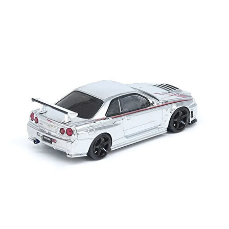 1:64 Diecast Nissan Skyline GT-R R34 Nismo R-Tune Chrome 3 Inno Model Araba