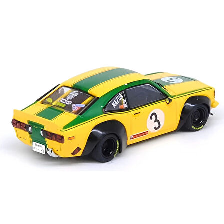 1:64 Diecast LBWK Liberty Walk Mazda RX-3 Savanna Yellow Inno Model Araba