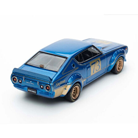 1:64 Diecast Nissan Skyline 2000 GT-R KPGC110 Racing Concept Blue Inno Model Araba