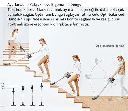 LG LG 4 saat şarj süresi ile 50 dakika boyunca kullanım 25.9 V Dikey Şarjlı Süpürge