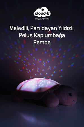 Cloud-B Melodili Parıldayan Yıldızlı Peluş Kaplumbağa 29,5x20x10,5 cm (Pembe)