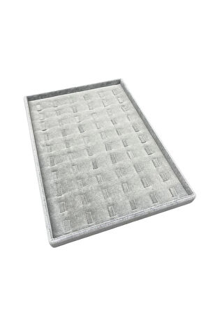 Yerli Üretim Süet Kumaş Gri 34/24 Cm Dikine Tırnaklı Çekmece Ici Yüzük Tablası