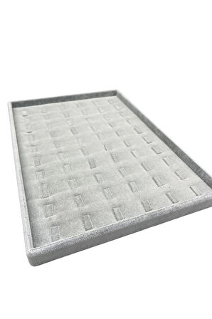 Yerli Üretim Süet Kumaş Gri 34/24 Cm Dikine Tırnaklı Çekmece Ici Yüzük Tablası