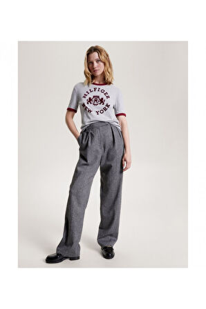 Varsity Floklu Logolu Tişört