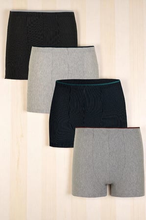 Erkek Pamuklu Likralı Siyah-Açık Gri-Koyu Gri-Lacivert 4'lü Boxer