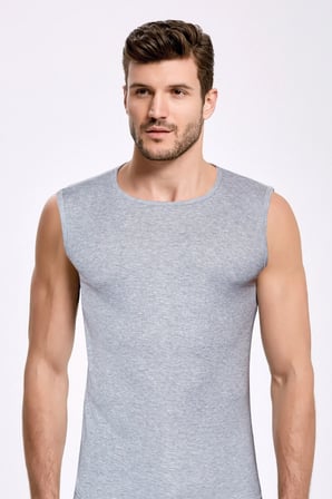 Erkek %100 Pamuklu Ribana 2'li Bisiklet Yaka Kolsuz Body Q2ik1l1kk7e.2lı