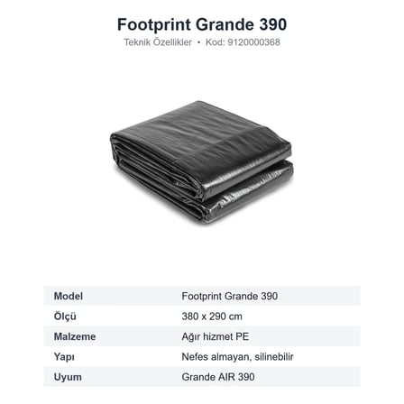 Dometic Footprint Grande 390 Ön Çadır Zemin Örtüsü, PE Taban Brandası 380x290 cm (9120000368)