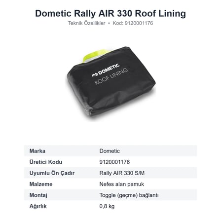 Dometic Rally AIR 330 Ön Çadır Tavan Astarı Roof Lining (9120001176)