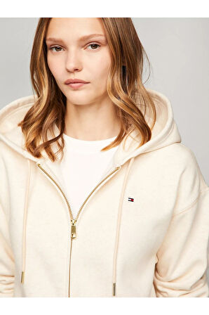 Fermuarlı Kapşonlu Pamuklu Sweatshırt