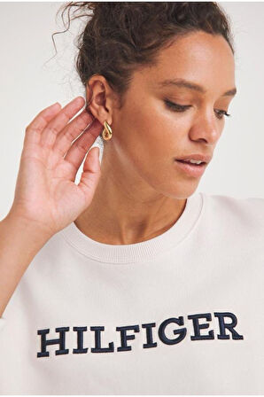 Hilfiger Monotip Nakışlı rahat kesim sweatshirt