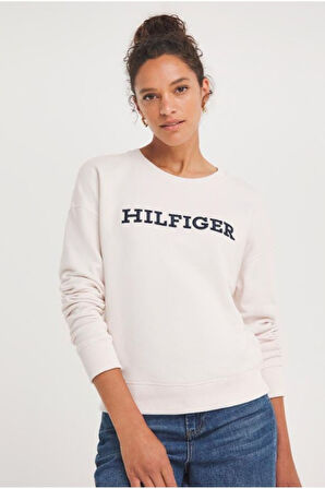 Hilfiger Monotip Nakışlı rahat kesim sweatshirt