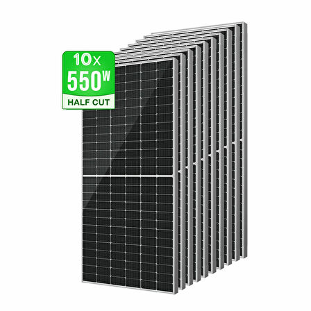 Canpower 5.12KW Kapasite+ 10x550W HalfCut Panel + 5KW İnvertör Lityum LifePo4 Villa Solar Enerji Seti