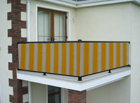 Ceylan Home Balkon Demir Perdesi Bağcıklı Sarı Kalın Çizgili 400x80