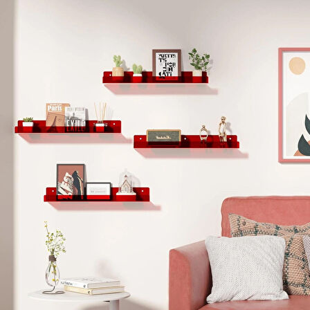 Duvar Raf (Transparan Kırmızı 40cm x 10cm)