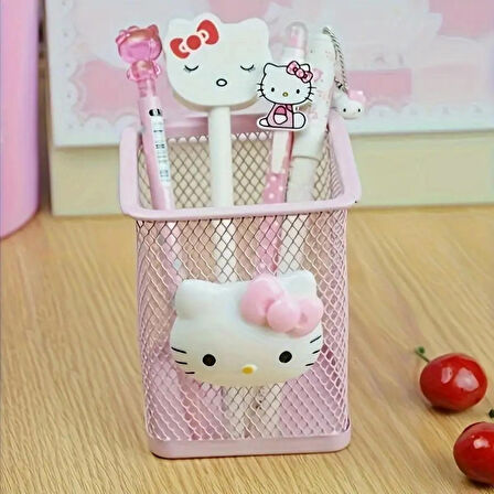 Hello kitty figürlü masa üstü metal kare model kalemlik