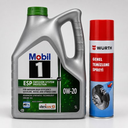 Mobil 1 Esp X2 0W-20 Motor Yağı 5 Litre + Würth Balata Spreyi 500 ml