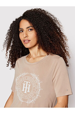 T-shirt Sueded Beige Regular Fit