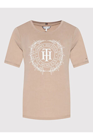 T-shirt Sueded Beige Regular Fit