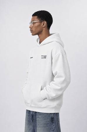 Erkek notbasic Baskılı Oversize Hoodie Ekru