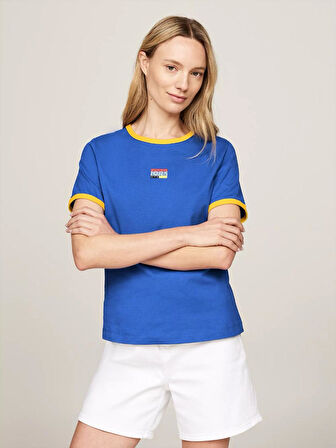 Kadın Pamuklu Team Skinny Fit Ringer T-Shirt