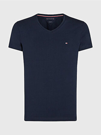 Erkek V yaka Slim Fıt %100 Pamuklu T-Shirt