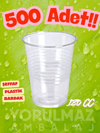 ✨ 180 CC Plastik Bardak 500 Adet Ekonomik Paket – Şeffaf Dayanıklı Tek Kullanımlık Bardak