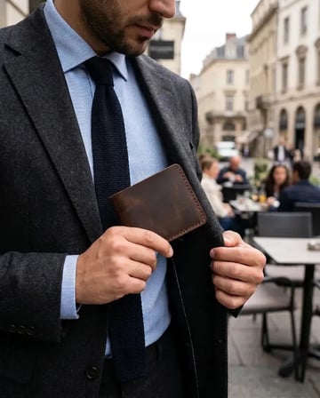 %100 Hakiki Deri Vintage Erkek Cüzdan - Kahverengi El Dikişi Klasik Model Cüzdan