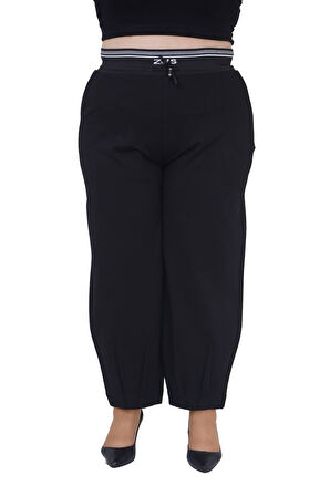 Büyük Beden Kadın Mom Fit Ekstra Battal Beli Lastikli Yüksek Bel Pantolon