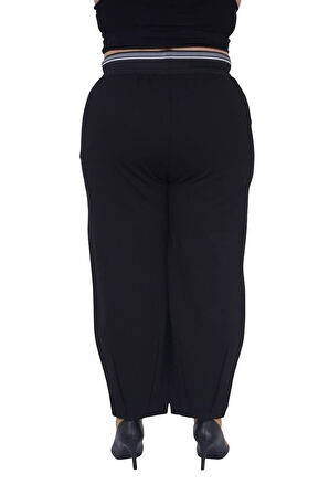 Büyük Beden Kadın Mom Fit Ekstra Battal Beli Lastikli Yüksek Bel Pantolon