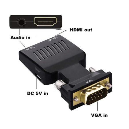 Lunatic 0145 Vga To Hdmi Çevirici Dönüştürücü Laptop Tv Monitör Adaptör Kablosu VGA çıkışını HDTV'ye dönüştürmenizi sağlar.