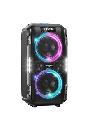 W-KING T9PRO Bluetooth Hoparlör 250W Partybox 24S Dinleme Işıklı IPX5 Kablosuz Stereo TWS Ses Bombası Siyah