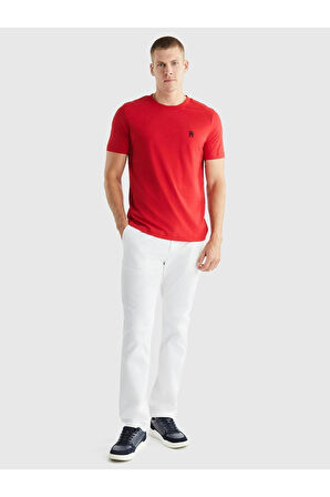 Erkek Dokuma Kumaş Kısa Kol Düz Model Kırmızı T-Shirt MW0MW33987-XLG