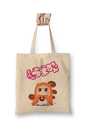 Umaru Chan Donut Beyaz Bez Çanta Uzun Saplı Alışveriş Çantası Plaj Çantası