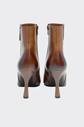 Klasik Hakiki Deri Fermuarlı Kadın Bot