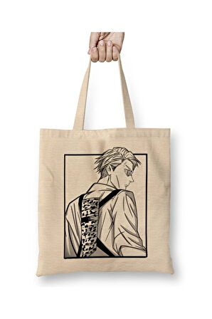 Jujutsu Kaisen Nanami Kento Beyaz Bez Çanta Uzun Saplı Alışveriş Çantası Plaj Çantası