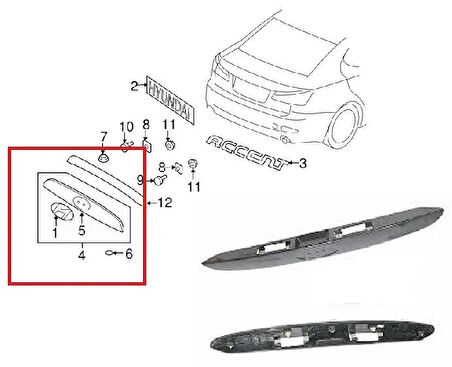 HYUNDAİ - ARKA BAGAJ PLAKA ÜST NİKELAJ ACCENT ERA 2006- - 87370-1E010