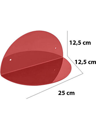 Oval 2'li Takım Duvar Raf (Transparan Bordo)